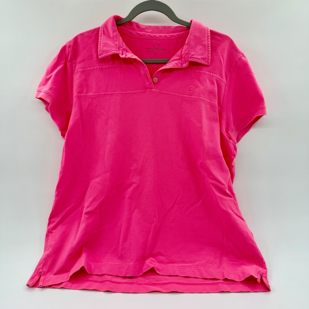 Vineyard Vines Womens XL Pink Short‎ Sleeve Pique Polo Shirt Stretch Cotton